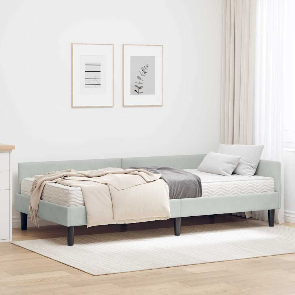 Kutni krevetni okvir s madracem 2 kom. Svjetlosiva 100 x 200 cm
