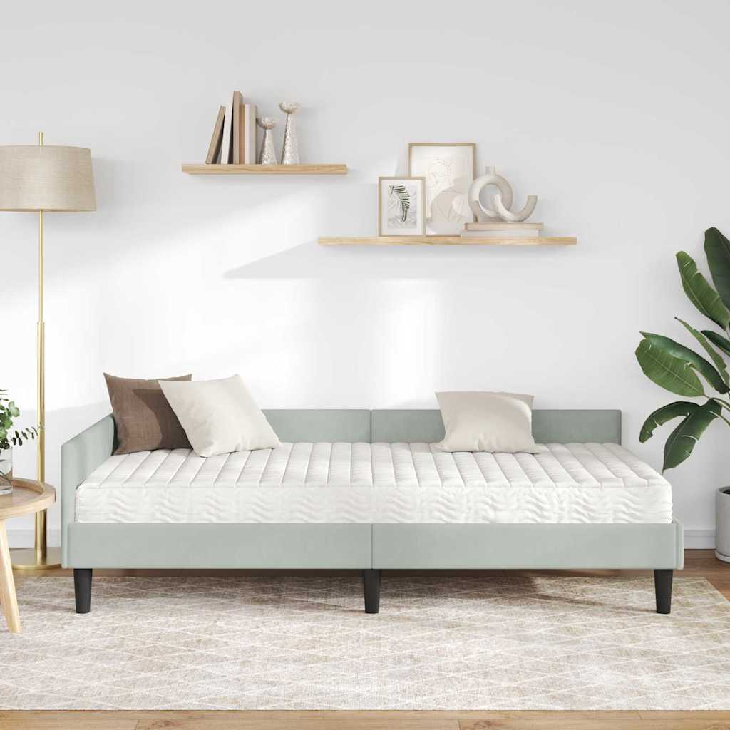 Kutni krevetni okvir s madracem 2 kom. Svjetlosiva 100 x 200 cm