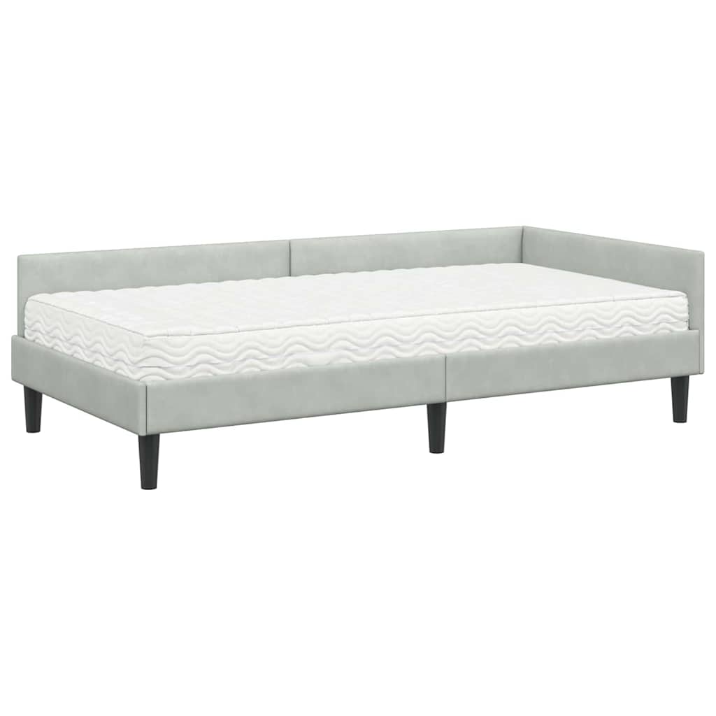 Kutni krevetni okvir s madracem 2 kom. Svjetlosiva 100 x 200 cm