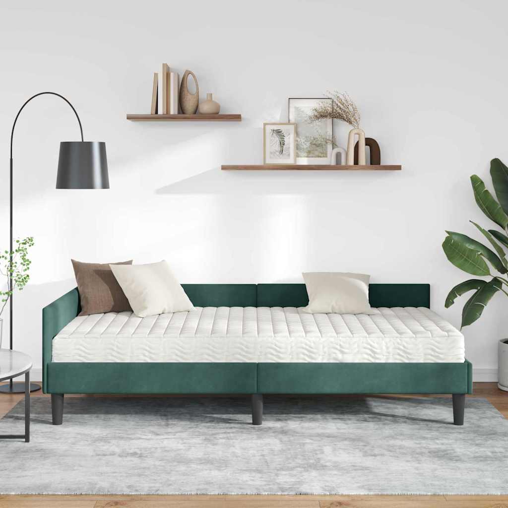Kutni krevetni okvir s madracem Ostalo 2 pcs Zelena Baršun