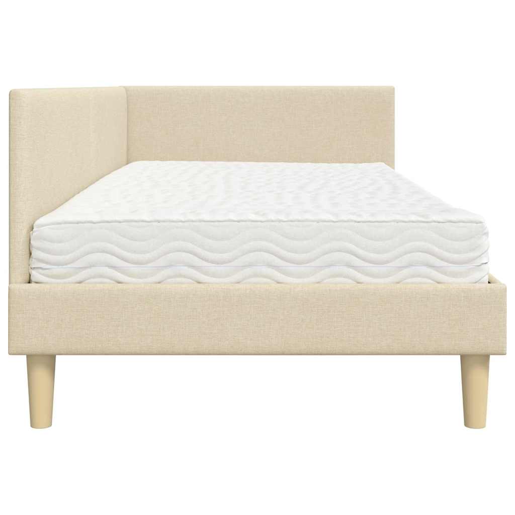 Kutni krevetni okvir s madracem Ostalo 2 pcs Krema tkanina
