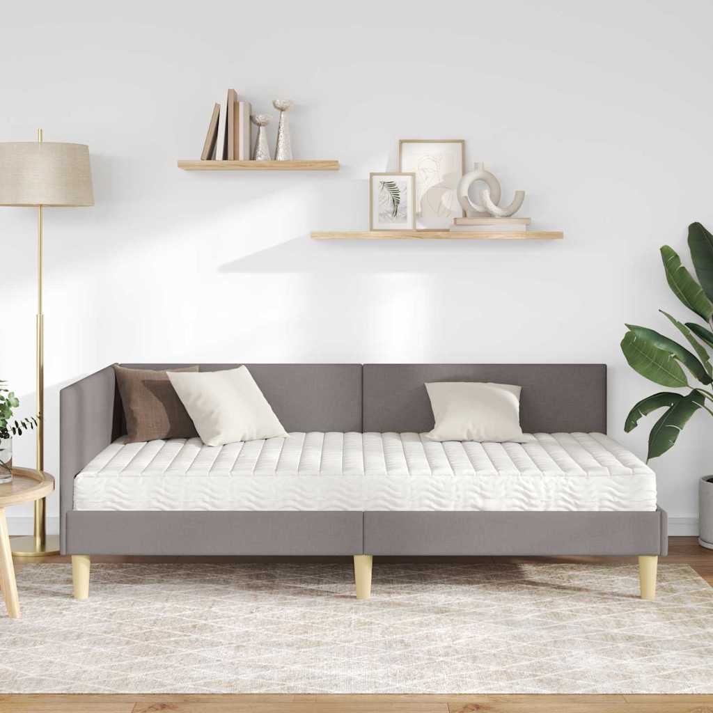 Kutni krevetni okvir s madracem Ostalo 2 pcs Sivo-smeđa tkanina