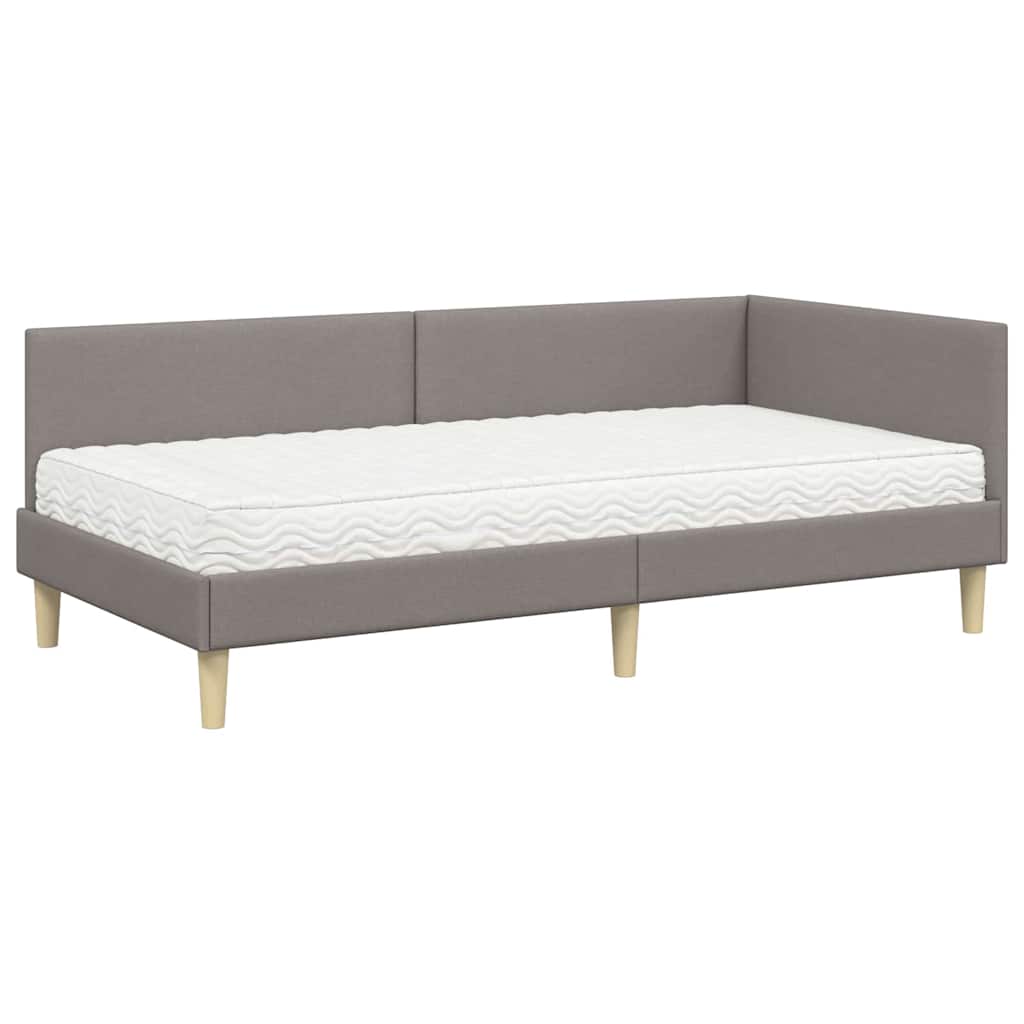 Kutni krevetni okvir s madracem Ostalo 2 pcs Sivo-smeđa tkanina