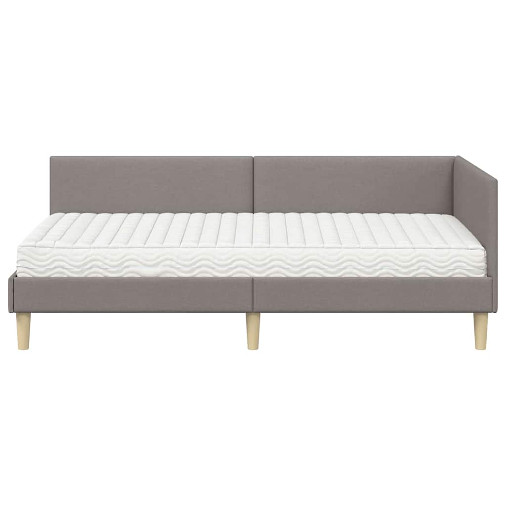 Kutni krevetni okvir s madracem Ostalo 2 pcs Sivo-smeđa tkanina