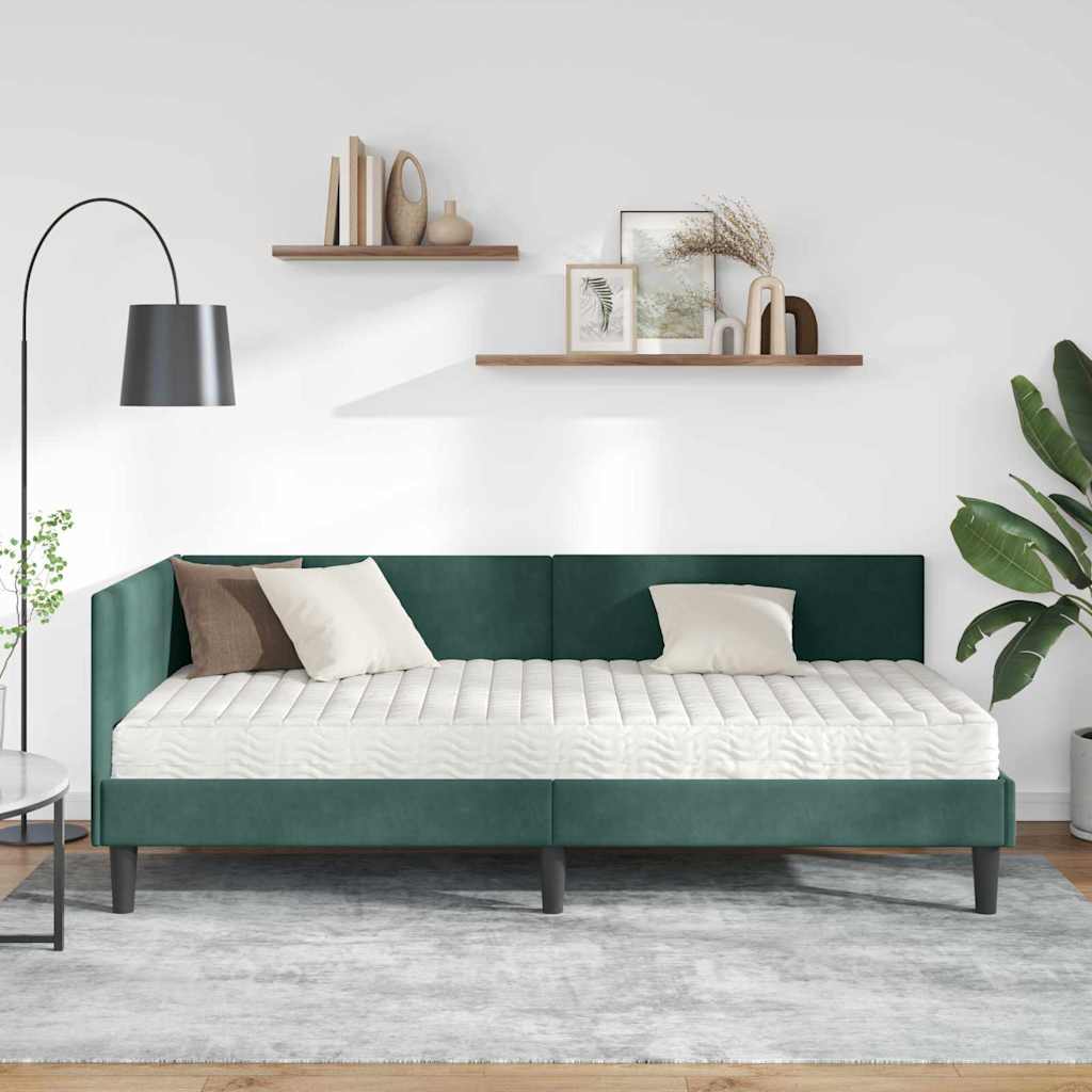 Kutni krevetni okvir s madracem Ostalo 2 pcs Zelena Baršun