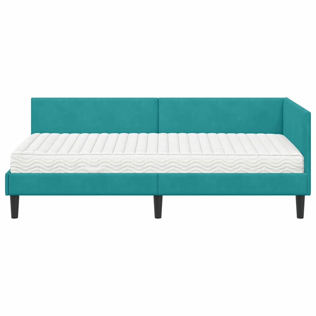 Kutni krevetni okvir s madracem Ostalo 2 pcs Tirkizna Baršun