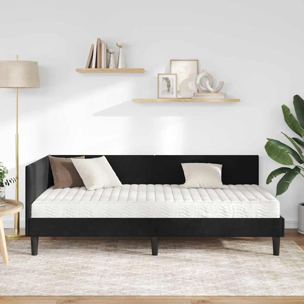Kutni krevetni okvir s madracem 2 kom. Crna 100 x 200 cm Baršun