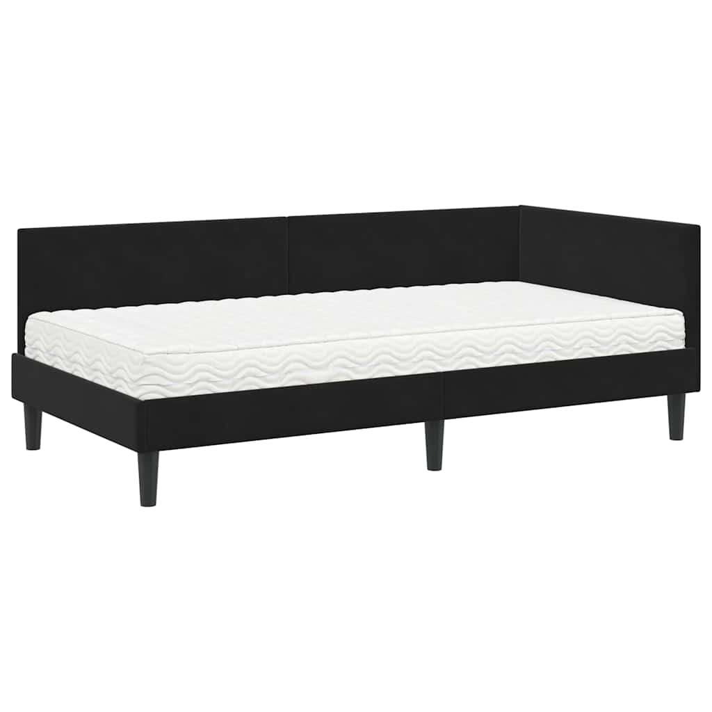 Kutni krevetni okvir s madracem 2 kom. Crna 100 x 200 cm Baršun