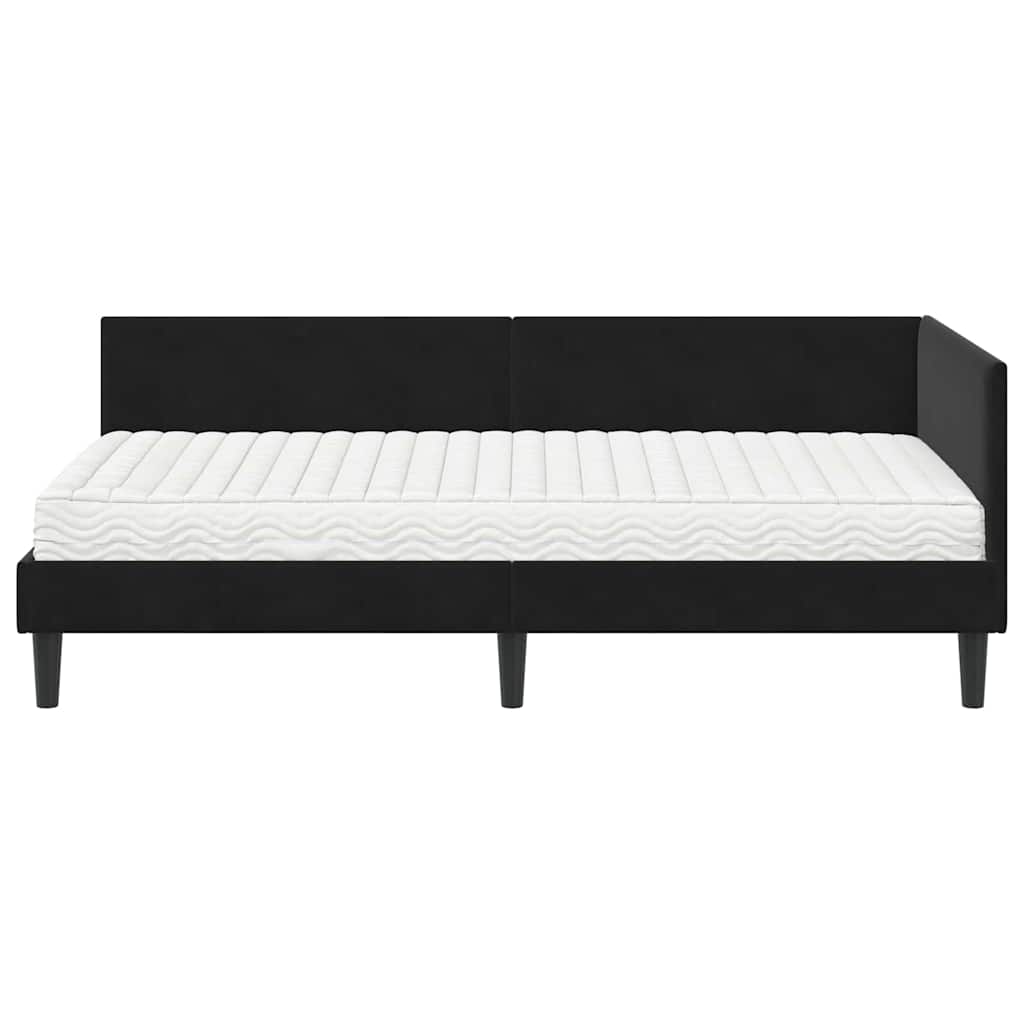 Kutni krevetni okvir s madracem 2 kom. Crna 100 x 200 cm Baršun