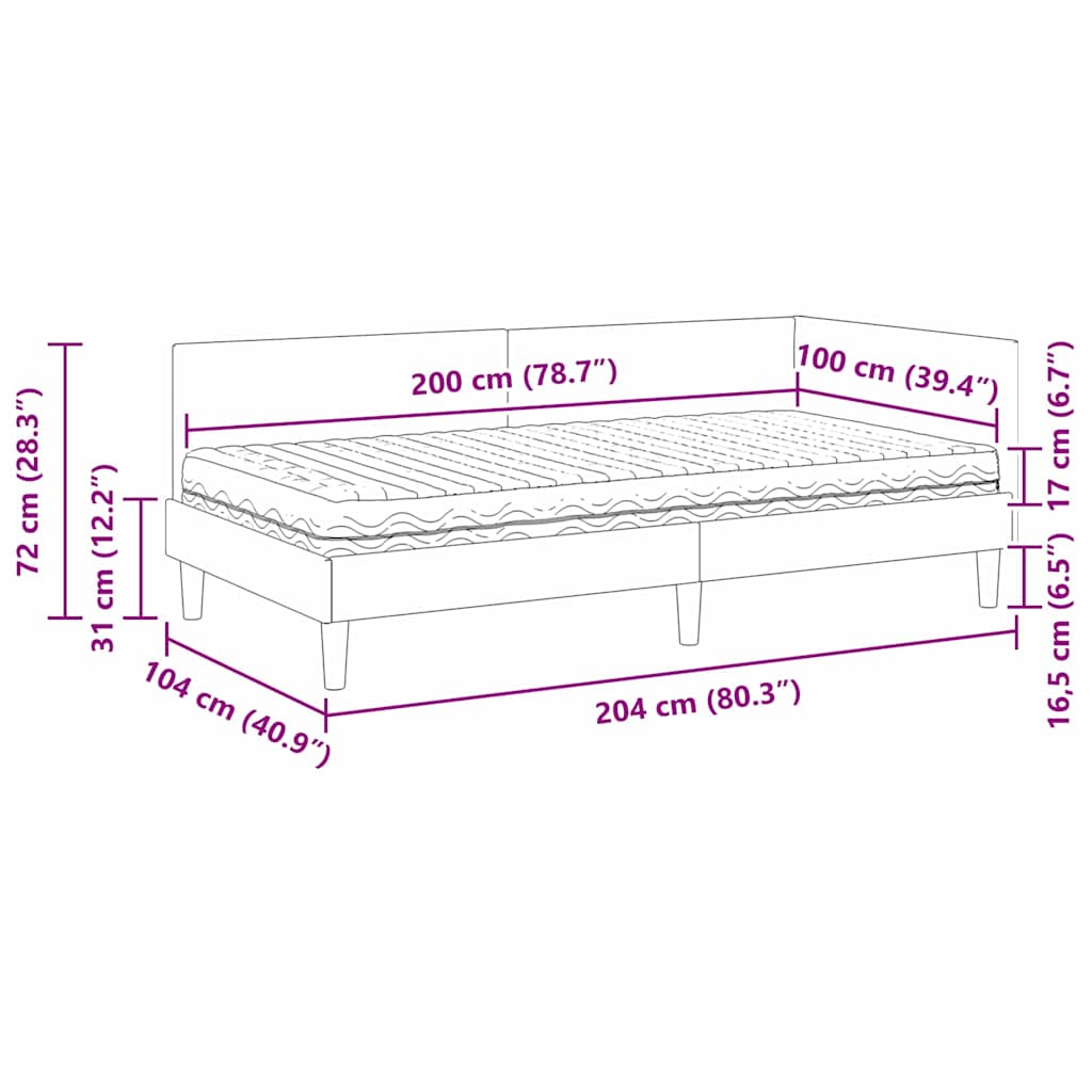 Kutni krevetni okvir s madracem Ostalo 2 pcs Žuta Baršun