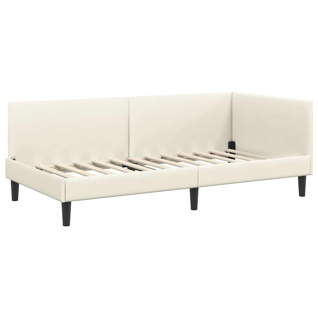 Kutni krevetni okvir s madracem Ostalo 2 pcs Krema Baršun