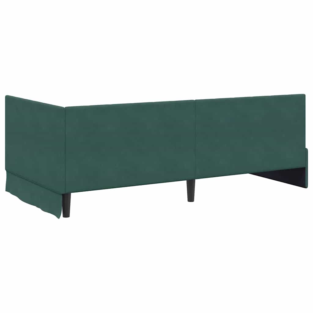 Kutni krevetni okvir s madracem 2 pcs Zelena Baršun