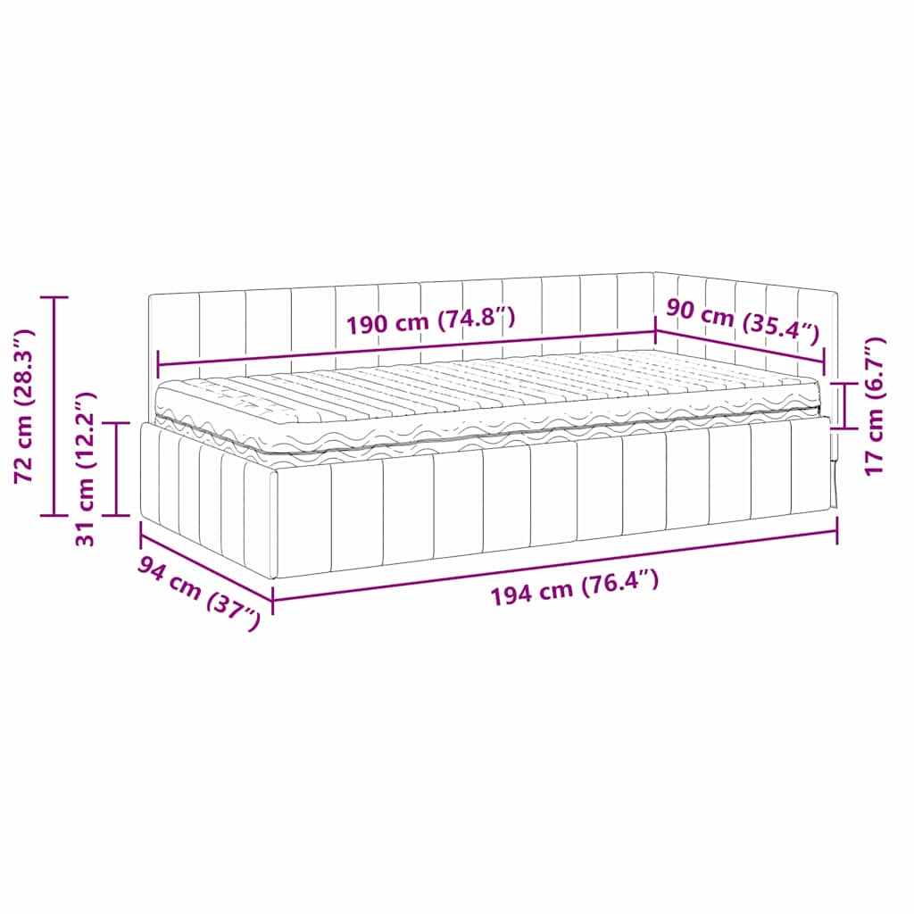 Kutni krevetni okvir s madracem 2 pcs Tirkizna Baršun