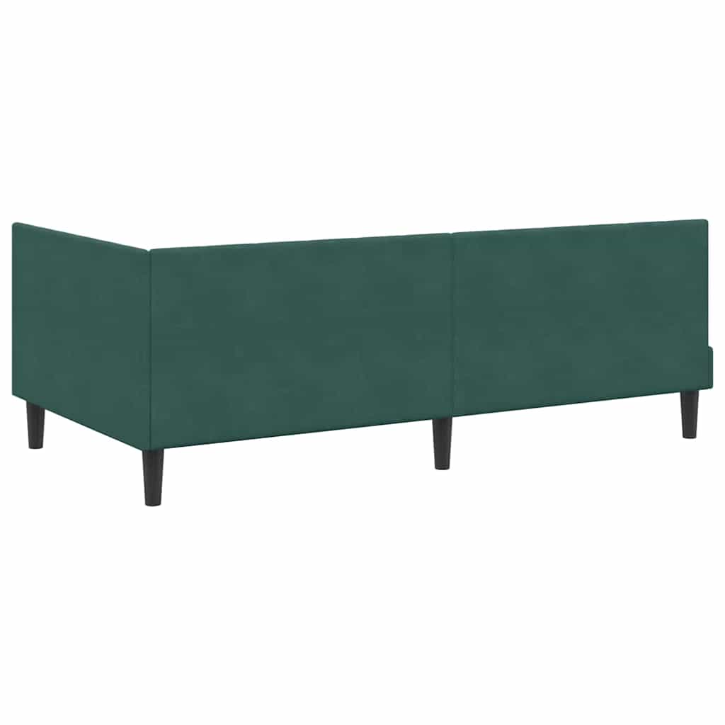 Kutni krevetni okvir s madracem 2 pcs Zelena Baršun