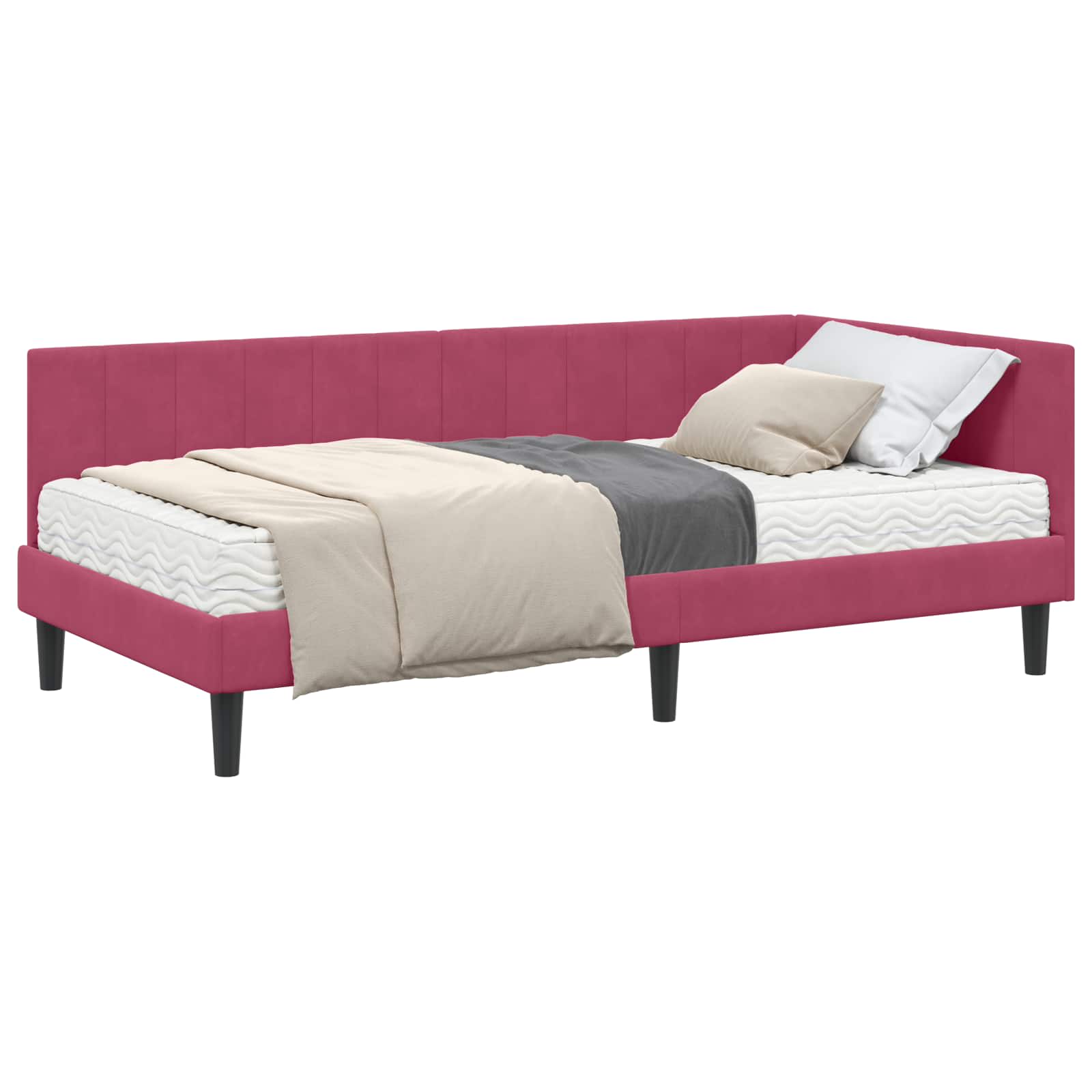 Kutni krevetni okvir s madracem 2 pcs Zelena Baršun