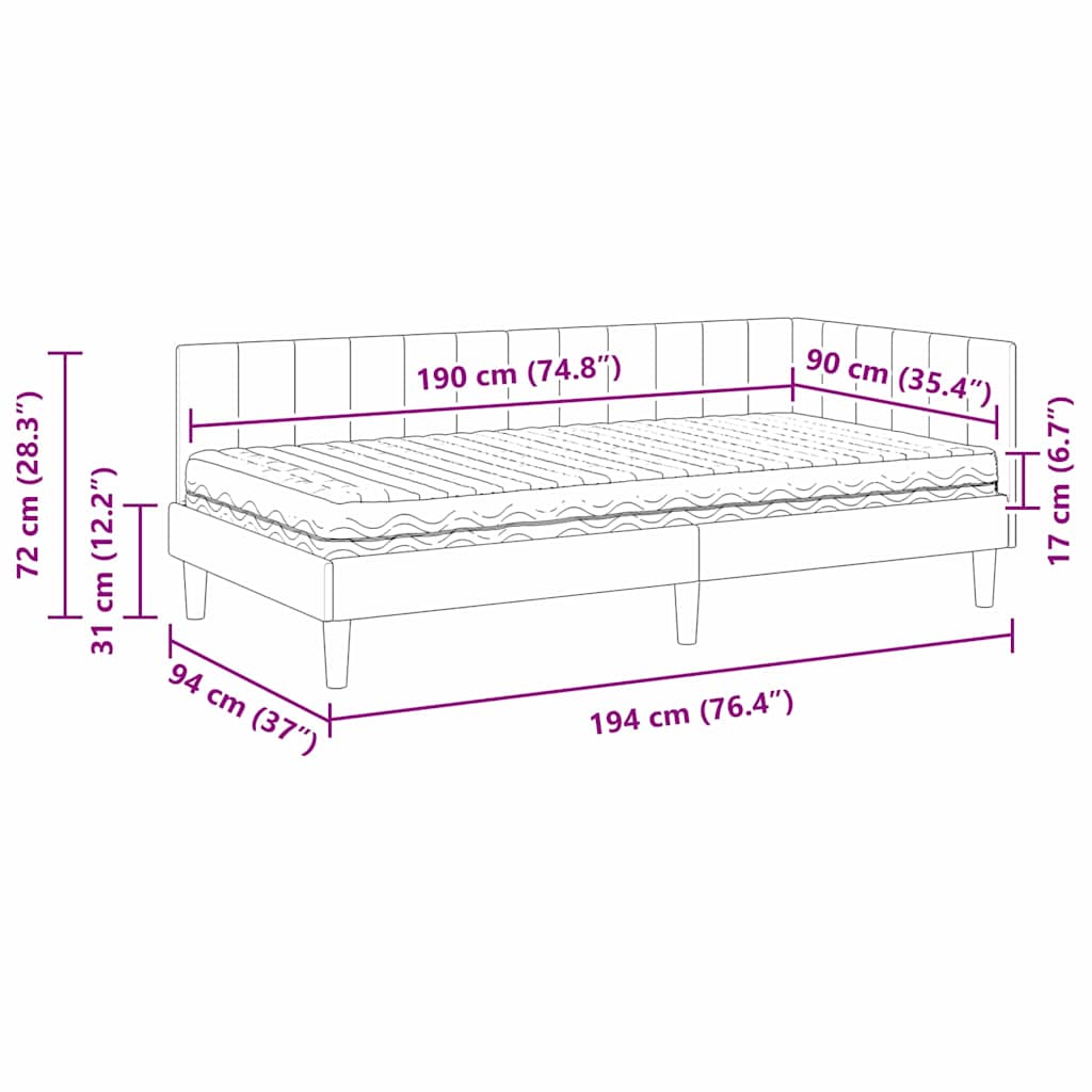 Kutni krevetni okvir s madracem s uzglavljem 2 pcs Žuta Baršun