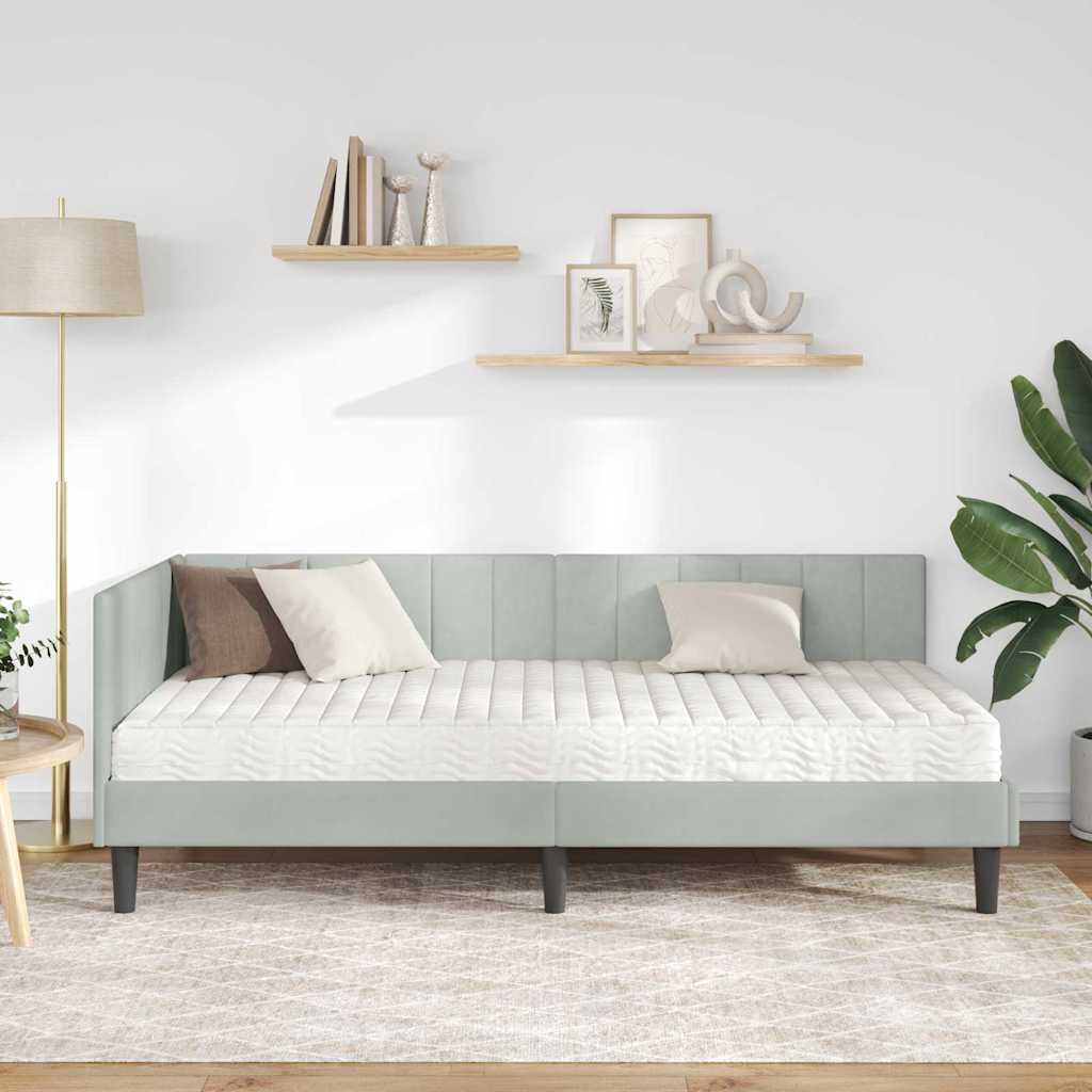 Kutni krevetni okvir s madracem 2 kom. Svjetlosiva 100 x 200 cm