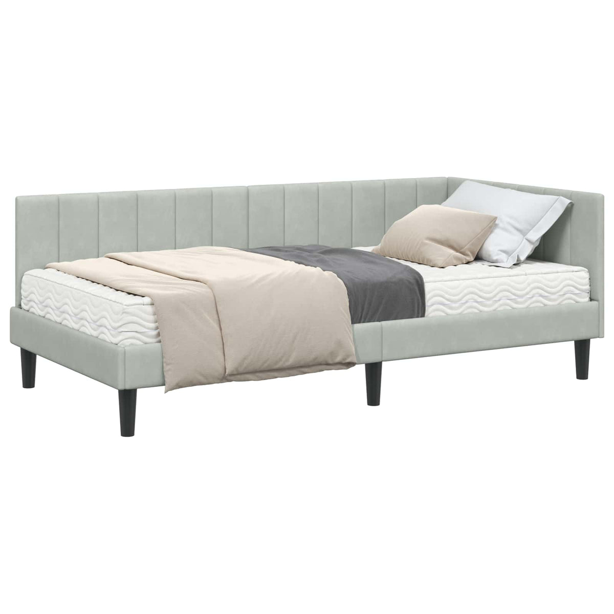 Kutni krevetni okvir s madracem 2 kom. Svjetlosiva 100 x 200 cm