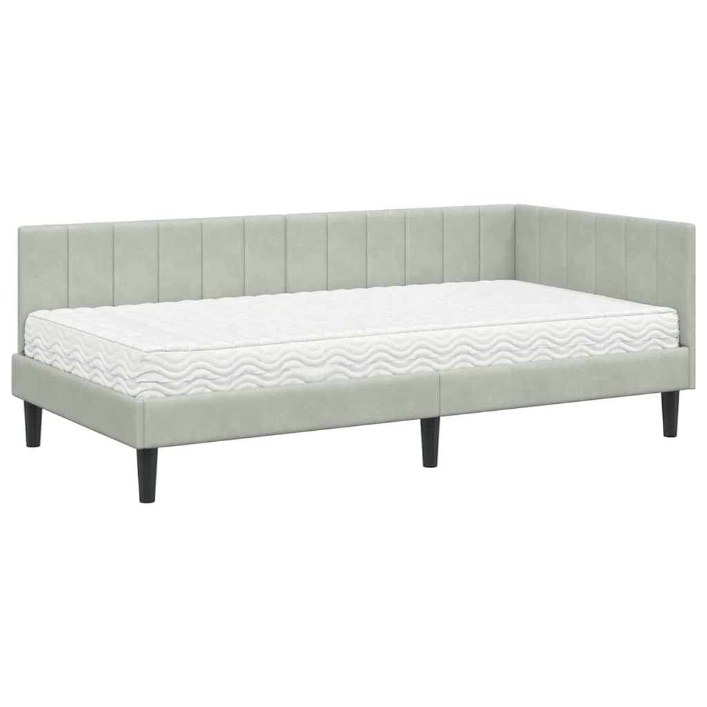 Kutni krevetni okvir s madracem 2 kom. Svjetlosiva 100 x 200 cm
