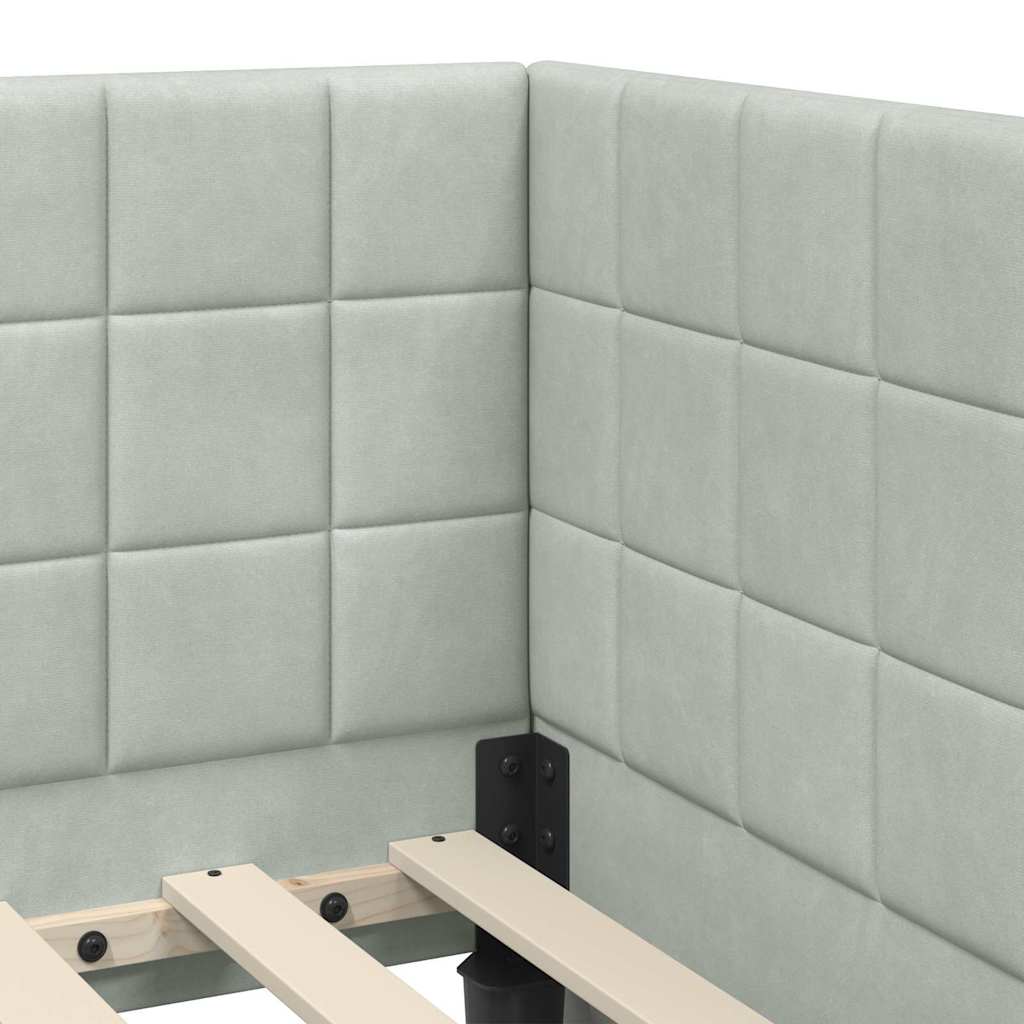 Kutni krevetni okvir s madracem 2 pcs Svjetlosiva Baršun