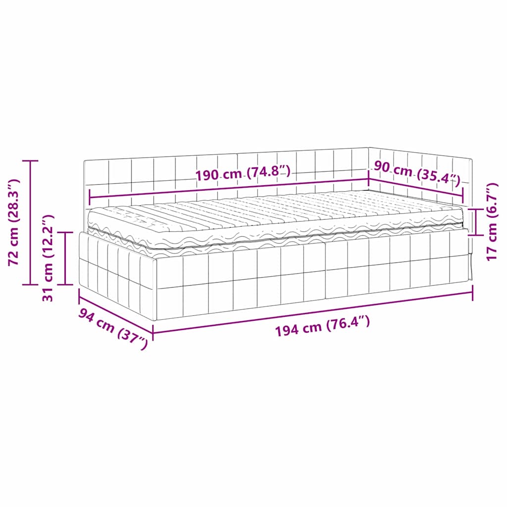 Kutni krevetni okvir s madracem s uzglavljem 2 pcs Žuta Baršun