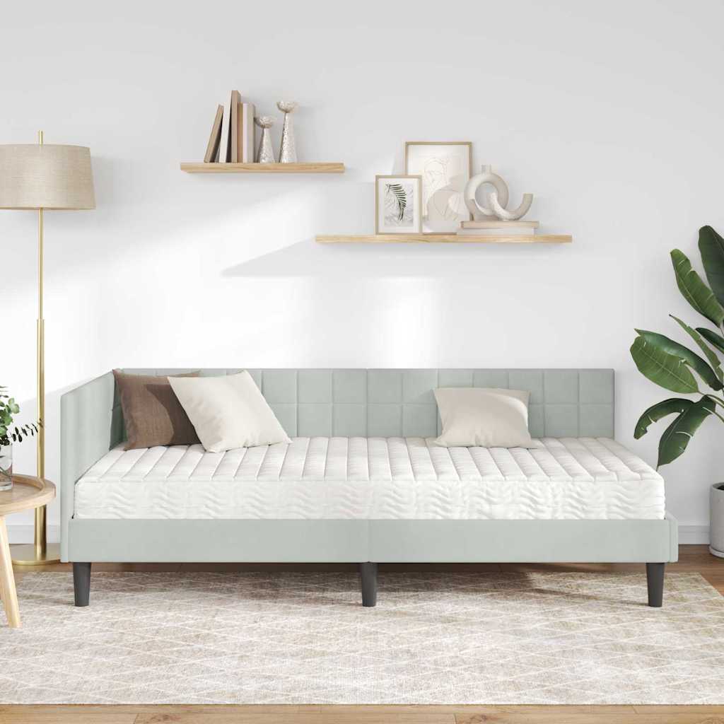 Kutni krevetni okvir s madracem 2 kom. Svjetlosiva 90 x 200 cm