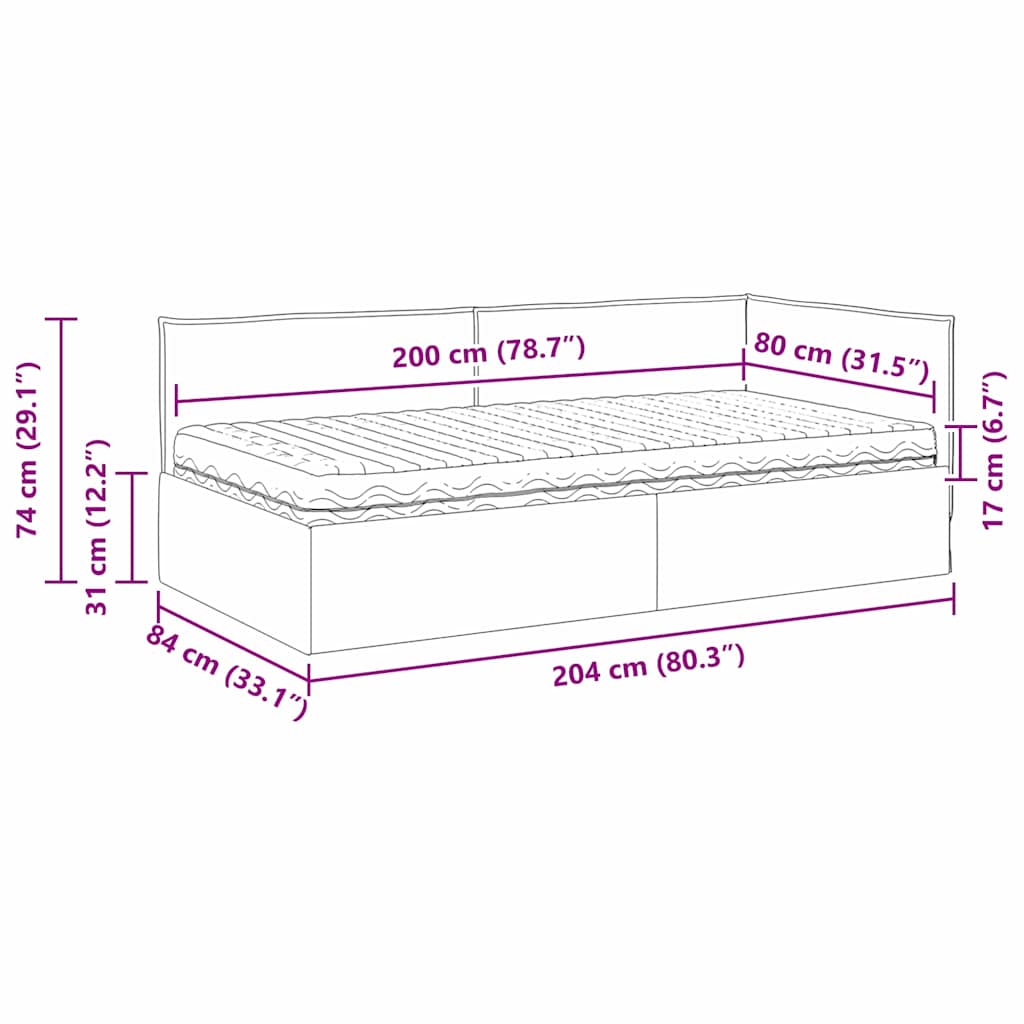 Kutni krevetni okvir s madracem s uzglavljem 2 pcs Plava Baršun