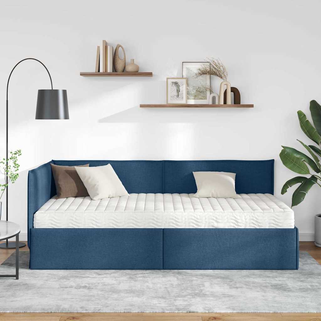 Kutni krevetni okvir s madracem 2 kom. Plava 100 x 200 cm