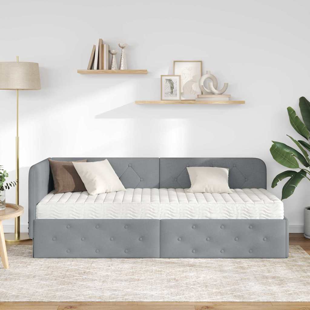 Kutni okvir kreveta Svijetlo siva 80 x 200 cm tkanina