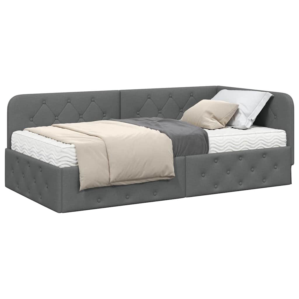 Kutni okvir kreveta Tamno siva 90 x 190 cm tkanina