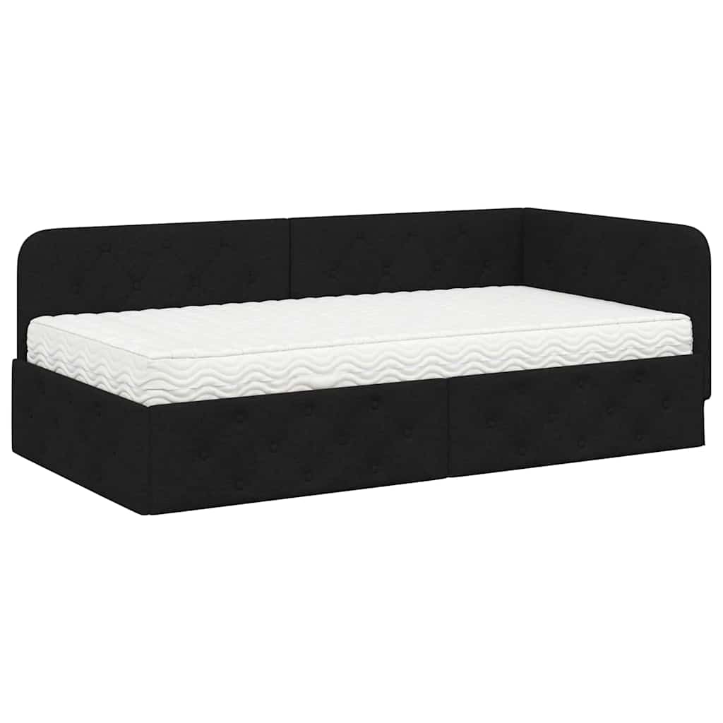 Kutni okvir kreveta Crna 90 x 200 cm tkanina