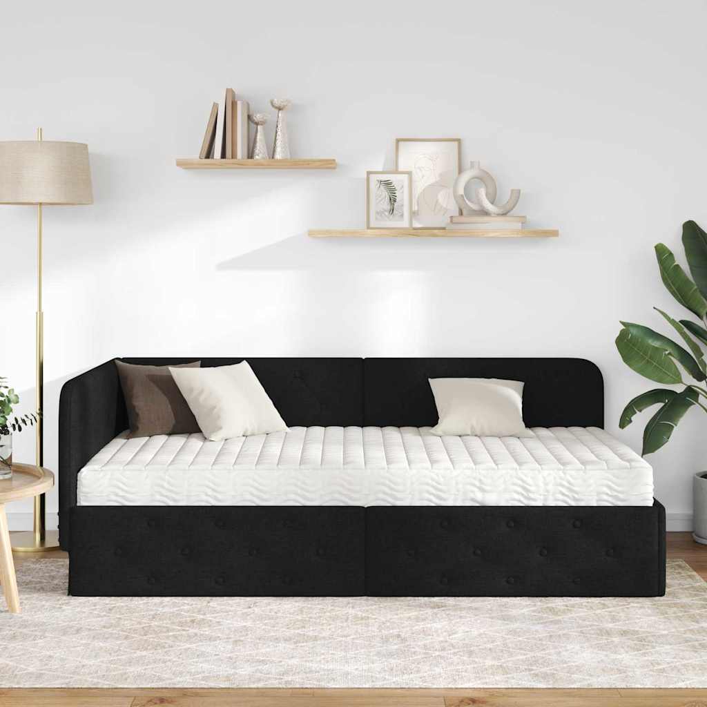 Kutni okvir kreveta Crna 100 x 200 cm tkanina