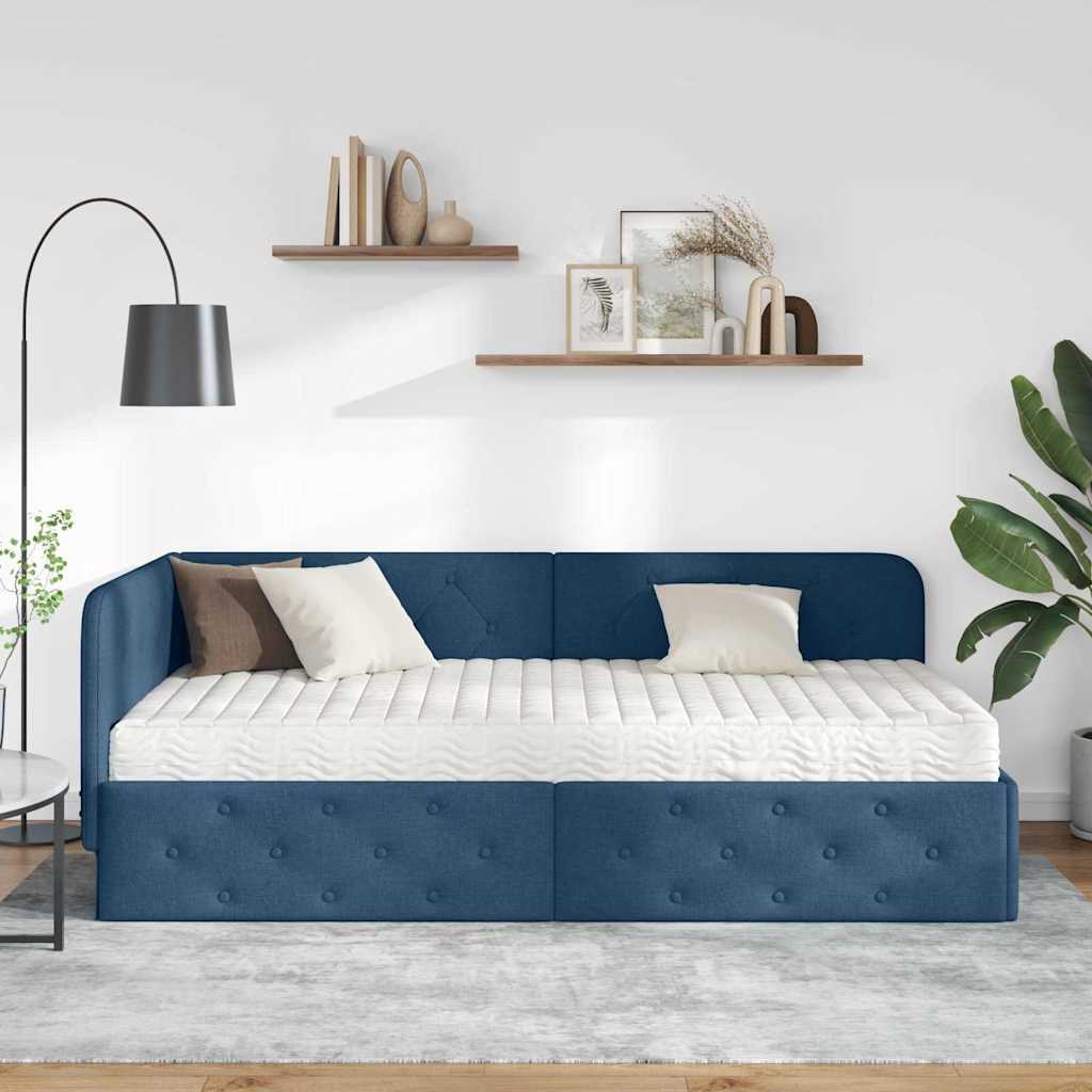 Kutni okvir kreveta Plava 100 x 200 cm tkanina