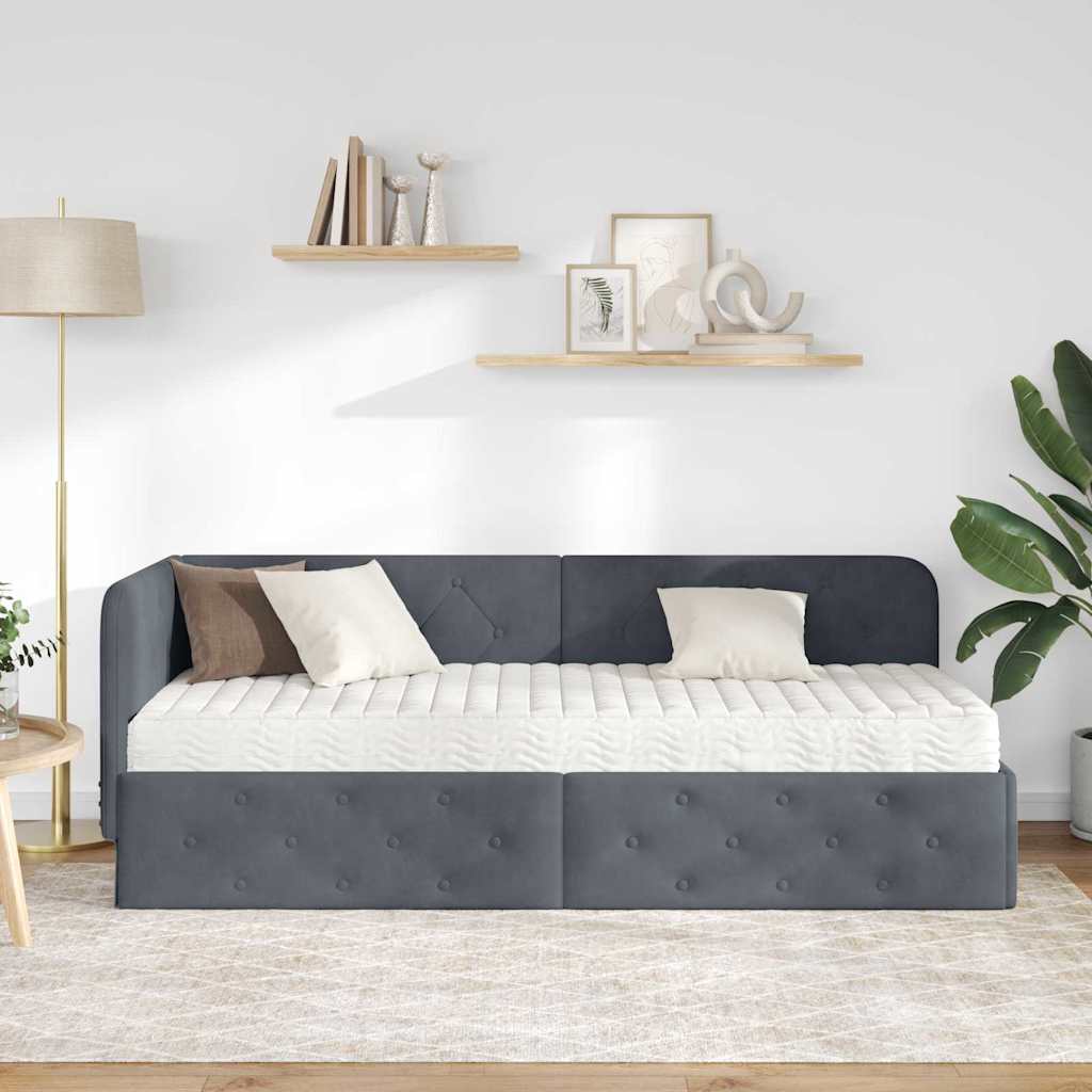 Kutni okvir kreveta Tamno siva 80 x 200 cm Baršun
