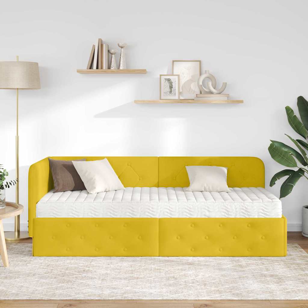 Kutni okvir kreveta Žuta 80 x 200 cm Baršun
