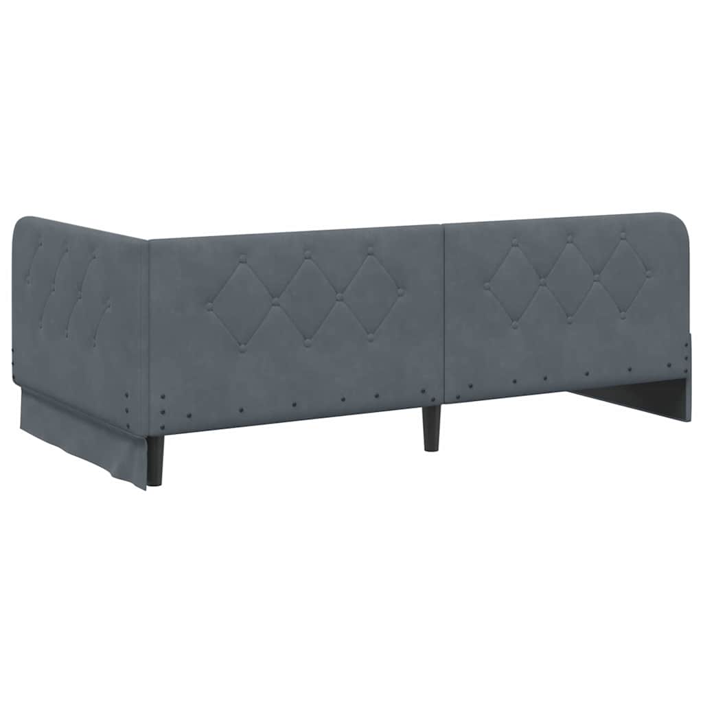 Kutni okvir kreveta Tamno siva 90 x 200 cm Baršun