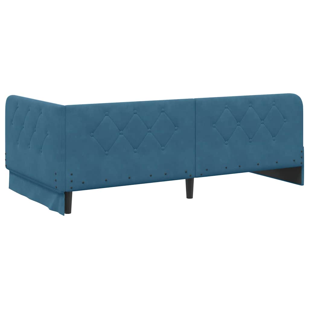 Kutni okvir kreveta Plava 100 x 200 cm Baršun