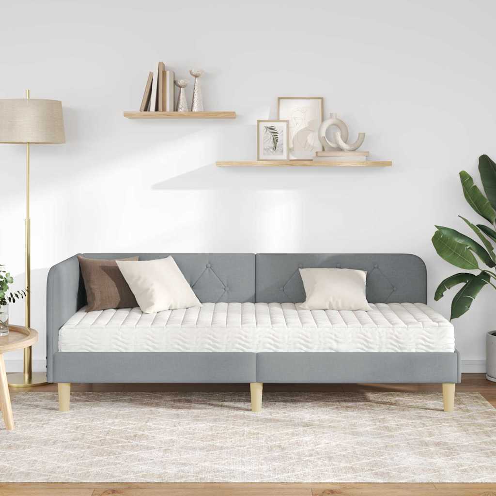 Kutni okvir kreveta Svijetlo siva 80 x 200 cm tkanina