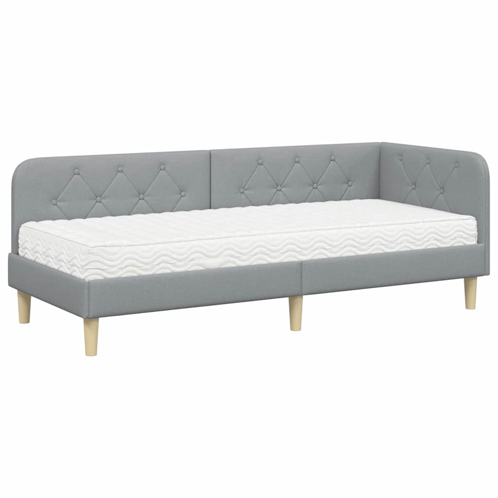 Kutni okvir kreveta Svijetlo siva 80 x 200 cm tkanina