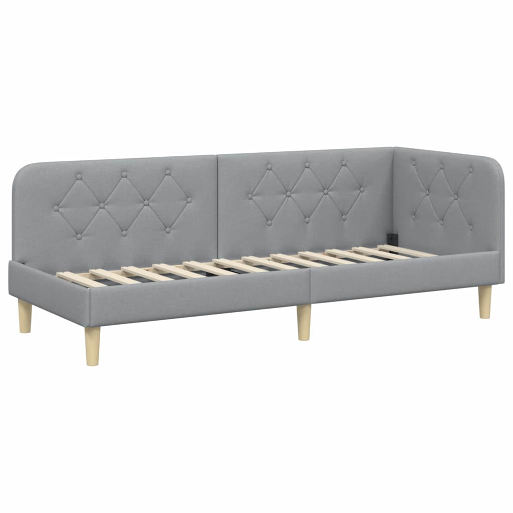 Kutni okvir kreveta Svijetlo siva 80 x 200 cm tkanina