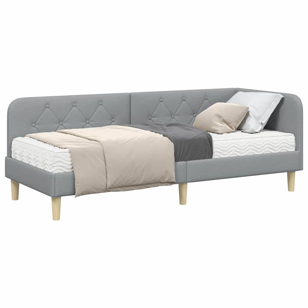 Kutni okvir kreveta Svijetlo siva 80 x 200 cm tkanina