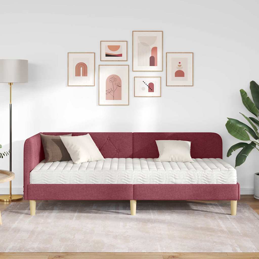 Kutni okvir kreveta Vinska crvena 80 x 200 cm tkanina