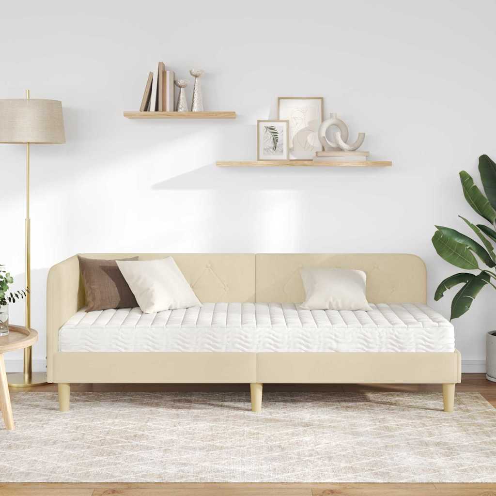 Kutni okvir kreveta Krema 80 x 200 cm tkanina