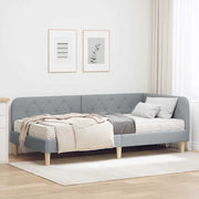 Kutni okvir kreveta Svijetlo siva 90 x 190 cm tkanina