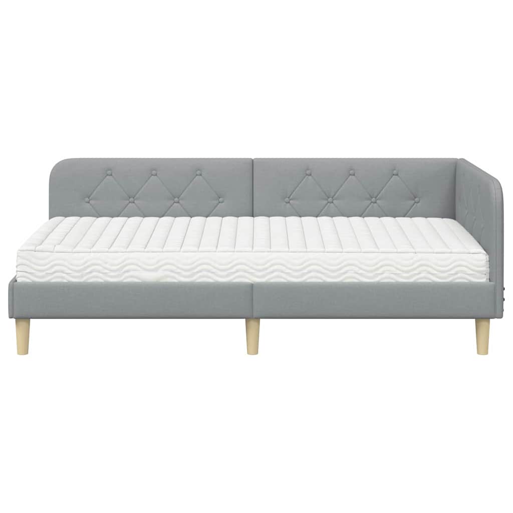 Kutni okvir kreveta Svijetlo siva 90 x 190 cm tkanina