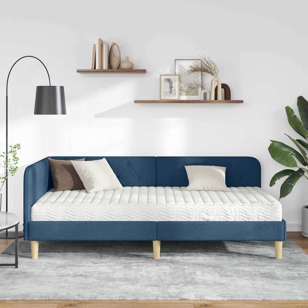 Kutni okvir kreveta Plava 90 x 190 cm tkanina