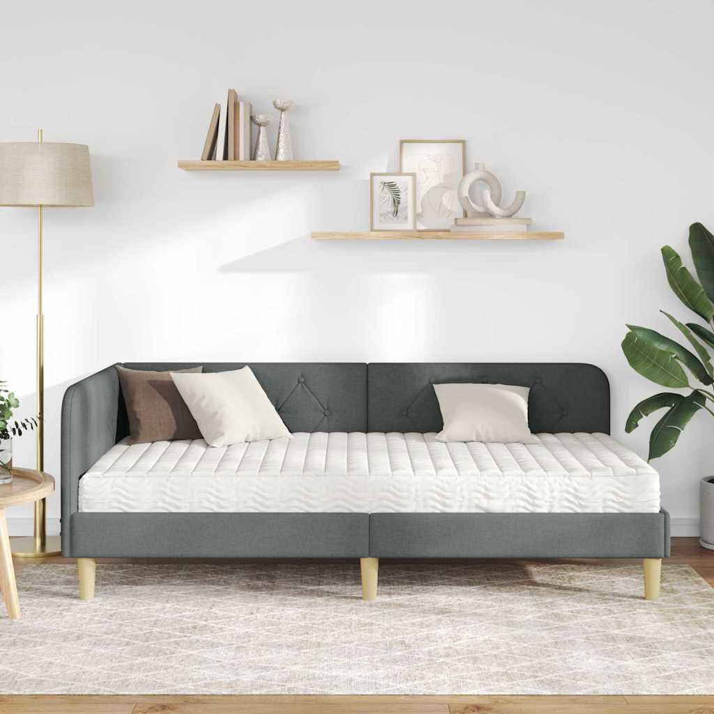Kutni okvir kreveta Tamno siva 90 x 200 cm tkanina
