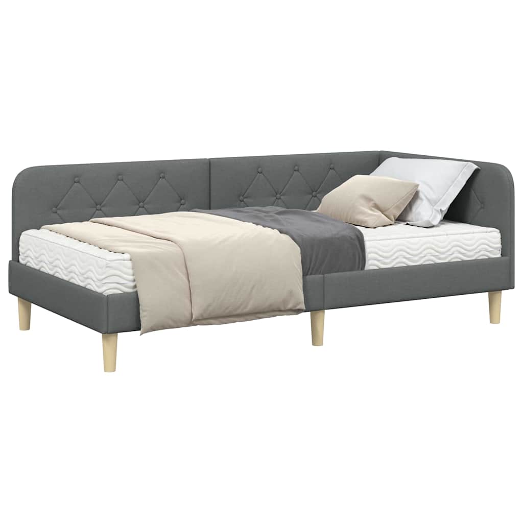 Kutni okvir kreveta Tamno siva 90 x 200 cm tkanina