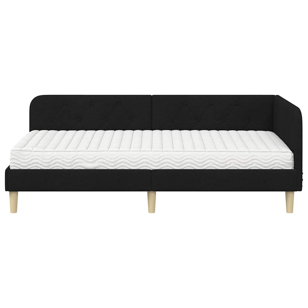 Kutni okvir kreveta Crna 90 x 200 cm tkanina