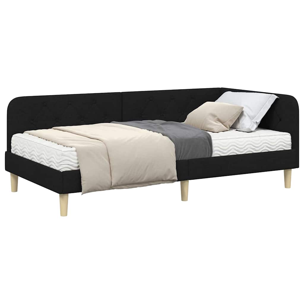 Kutni okvir kreveta Crna 90 x 200 cm tkanina